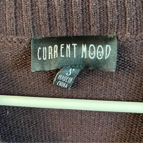 Current Mood Sweater Bad Vibes Only Oversized Cotton Knit Brown Floral Sz Small - Picture 3 of 6